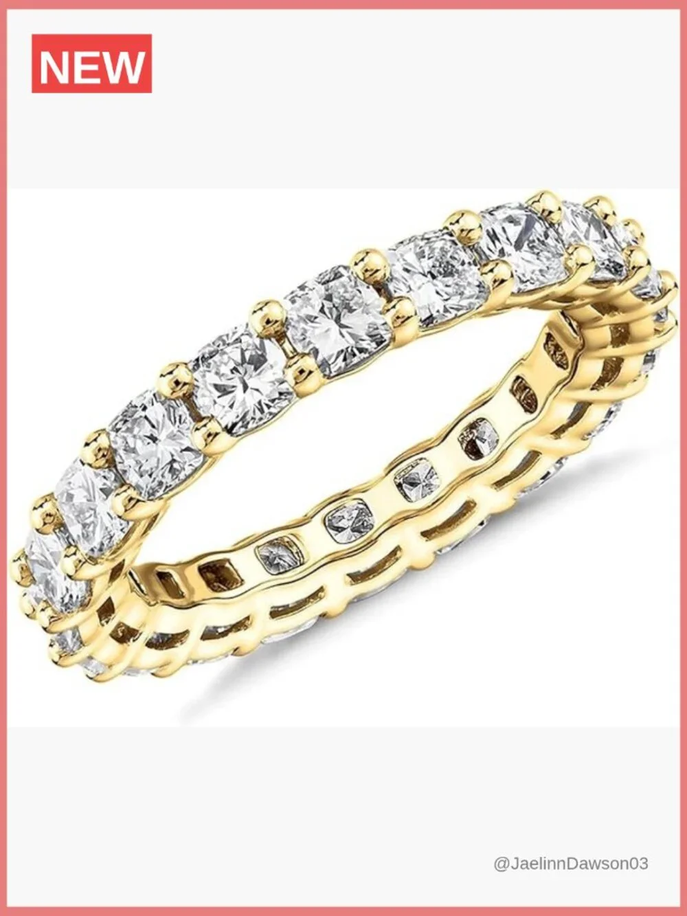 Square-Cut CZ Eternity Band Stackable Wedding Love Ring